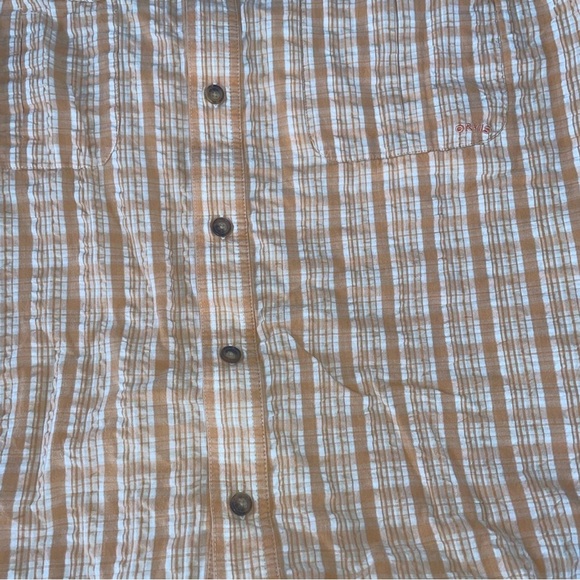 Orvis Shirt Collared Plaid Orange Plaid Fishing Vented Mesh Long Sleeve Collared - Picture 5 of 7